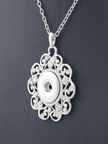 

fashionbeauty pendant crystal snaps necklace fit diy 18mm snap buttons jewlery whole women zg061 christmas gift1963057, Silver