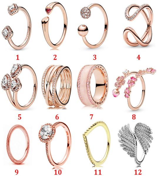 

100 925 sterling silver fit pandora ring rose gold pendant ring jewelry engagement lovers fashion wedding couple for1093461, Slivery;golden