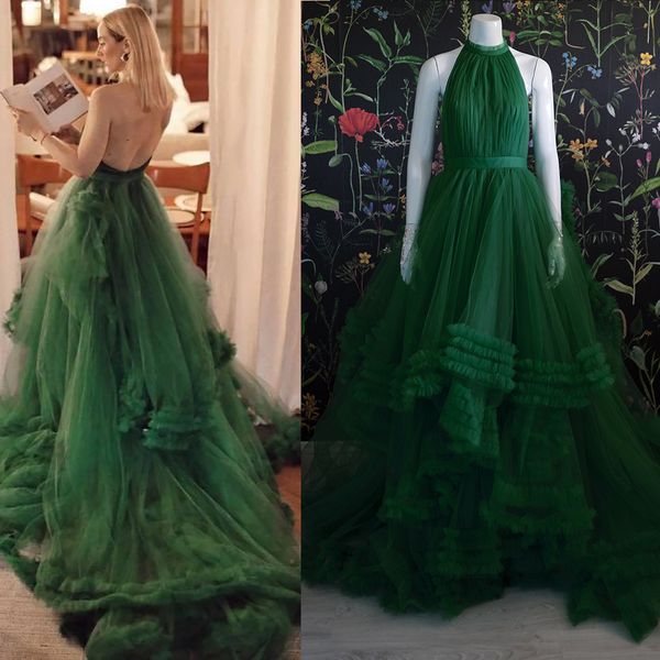 

urban dresses halter backless tutu princess evening birthday gowns plus size colorful customized high split ruffled puffy pography dress 230, White;black