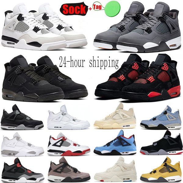 

4 basketball shoes for men women 4s military black cat sail red thunder white oreo cactus jack blue university infrared cool grey mens sport