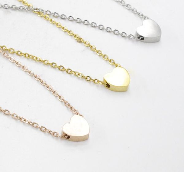 

fashion love heart pendant necklace for women simple classic design gold necklace stainless steel chokers necklaces party wedding 9369091, Silver