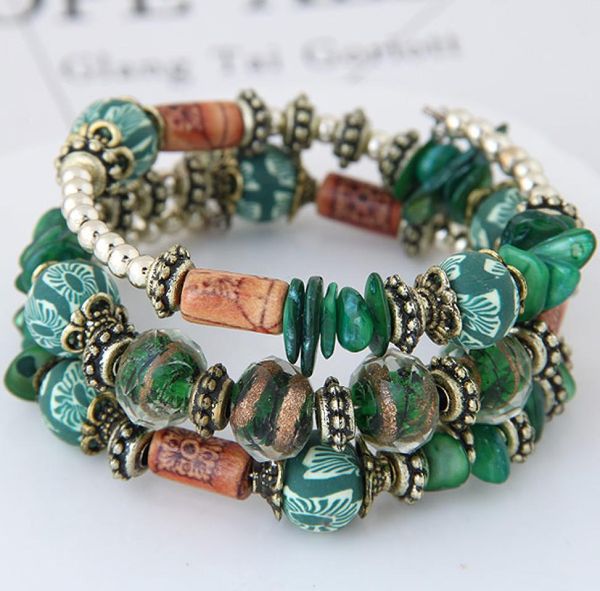 

2020 bohemian new shell turquoise stone bracelet multilayer beads strand bracelets bangles for women pulseras mujer3934868, Golden;silver
