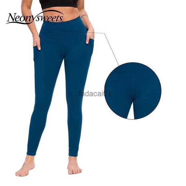 

neonysweets colorful leggings for fitness running high waist yoga pants energy elastic trousers gym girl tights hip shaping l230621, Black