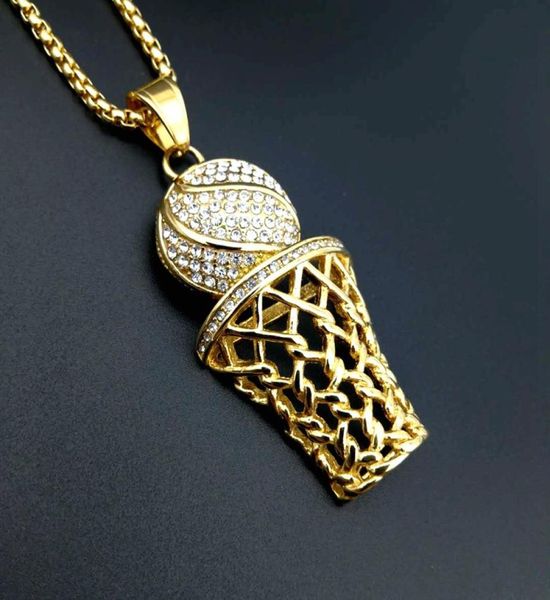 

lujoyce iced out bling full rhinestone men basketball pendants necklaces basketball no23 stainless steel sports necklace for men 5394733, Silver
