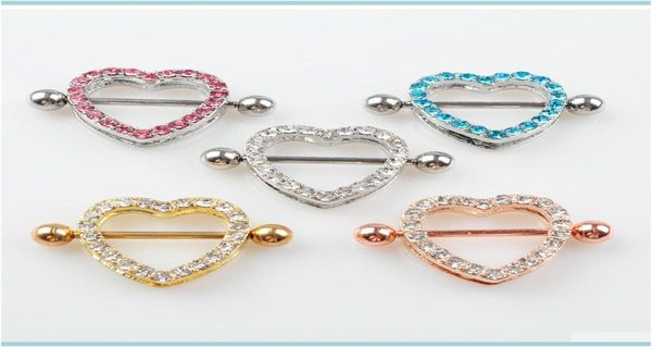 

navel bell button rings jewelryd 5 colors nice heart style nipple ring 20 pcs pink color stone piercing body jewelry drop delive1917114, Silver