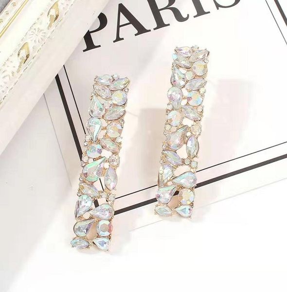 

whole rectangle dangle earrings for women luxury designer bling diamond long dangling earring gold rhinestone jewlery ie 9899673, Silver