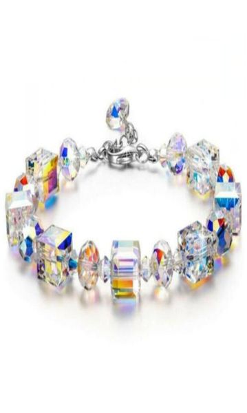 

fashion square austrian crystal women039s bracelet luxury wedding jewelry charm bracelet ladies friend hand jewelry1825766, Golden;silver