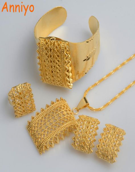 

anniyo new ethiopian gold color sets pendant necklaces earrings bangle ring habesha jewelry eritrean wedding gifts 0565026626028, Silver