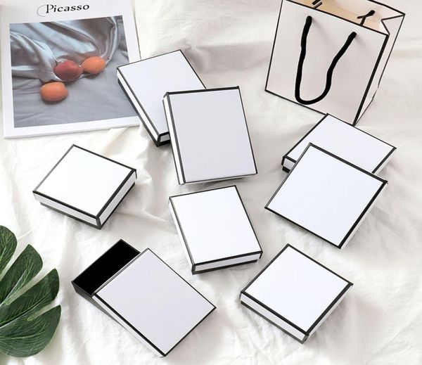 

multisizes white and black gift packing boxes shopping paper bags retail jewelry packaging for earring ring bracket pendant neckl9128239, Black;white