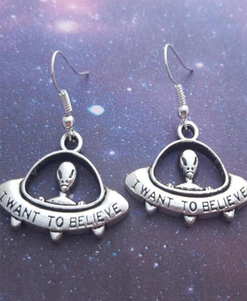 

et alien ufo space astronomy alternative creative street bundy earrings charm pendant hip hop earring jewellery for women gift a437560132, Silver