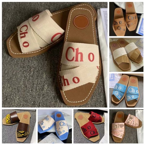 

womens slides slipper designer slides women new letter embroidery woven strap slippers for women's leisure outwear beach vacation flat, Black