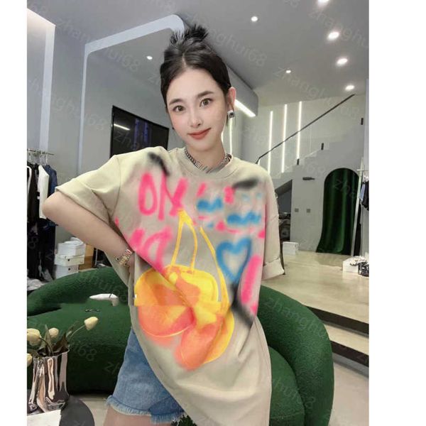 

23ss tee womens t-shirt womens designer clothing round neck pure cotton new fashion letter color contrast print short-sleeved t-shirt womens, White