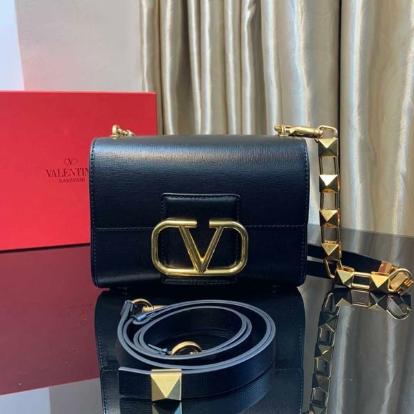 

2023 new arrive valentino bag for women jo78 rivet small square tote bags granular calfskin shoulder backpack chain handbag genuine leather