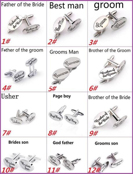 

mens wedding cufflinks oval shirt cuff link clips mangrooms groomsman usher page boy letters cufflinks gift accessorie4518873, Silver