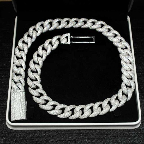 

hiphop rapper 20mm iced out moissanite 4 rows miami cuban link chain, Silver