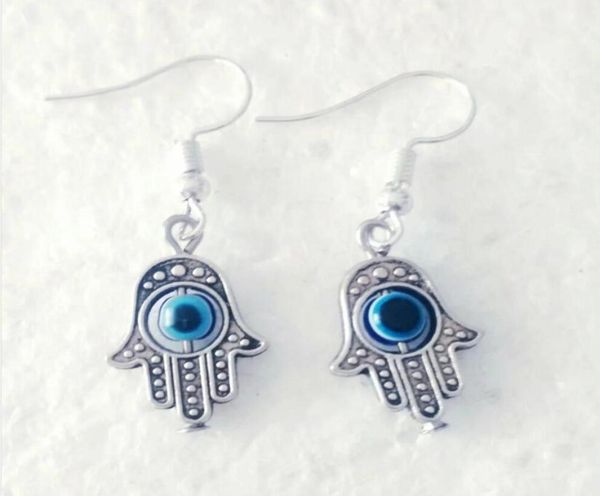 

new fashion jewelry earrings hamsa hand of fatima evil eye charm drop earrings pendant vintage for woman gift 2829256774, Silver
