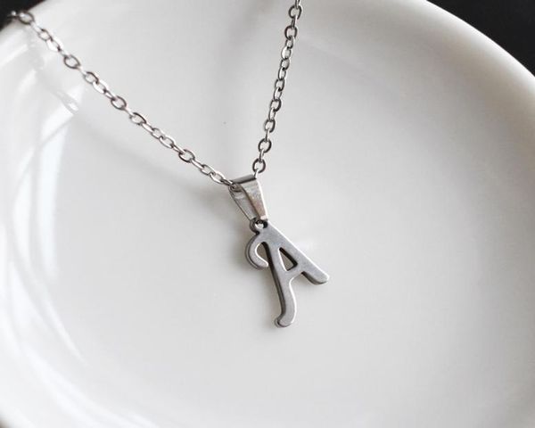 

womens jewelry name initials heart pendant necklace 26 letters stainless steel necklaces girls gifts first letter accessories3668405, Silver