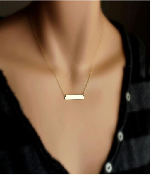 

1pcs fashion gold ol horizontal stick noble simple horizontal bar bone pendant necklace p10542137977, Silver