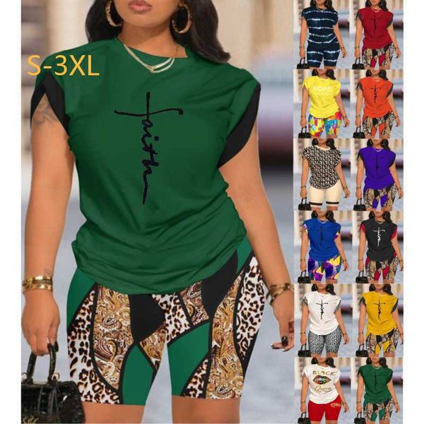 

designer women tracksuits 2023 summer fashion printed set short sleeve t shirt and shorts 2 piece outfits, Gray