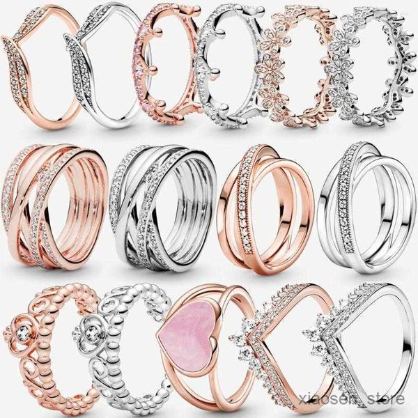 

wedding rings rings rings 2023 925 sterling princess sparkling heart for women engagement jewelry r230626, Slivery;golden