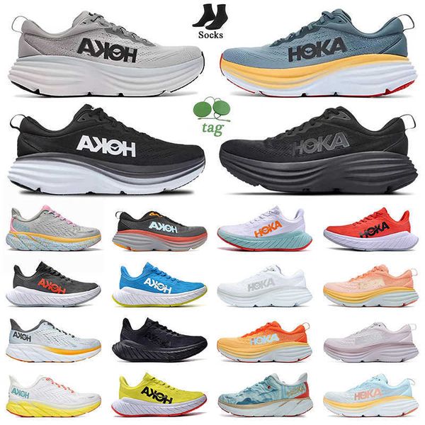 

new running shoes for men women hoka one bondi 8 sports carbon x clifton champagne white triple black summer song designer hokas walking sne