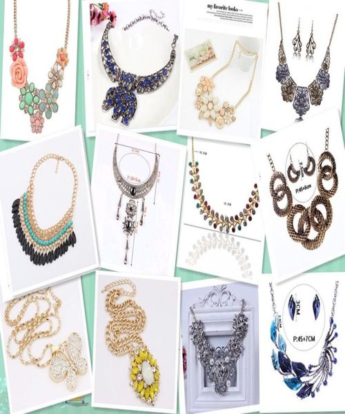 

30style womens bib crystal flower pearl pendant chunky collar statement necklace5165467, Black