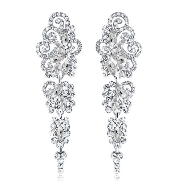 

new bridal earrings with crystals rhinestones water drop earring bridal jewelry findings wedding accessories for brides bw0427854274, White