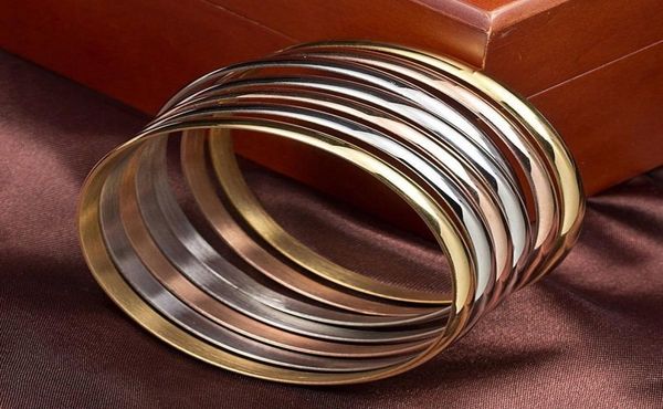 

7pcs lots set bracelets bangles stainless steel lover love polished cuff bangle bracelet wrist jewelry for women men5791204, Golden;silver