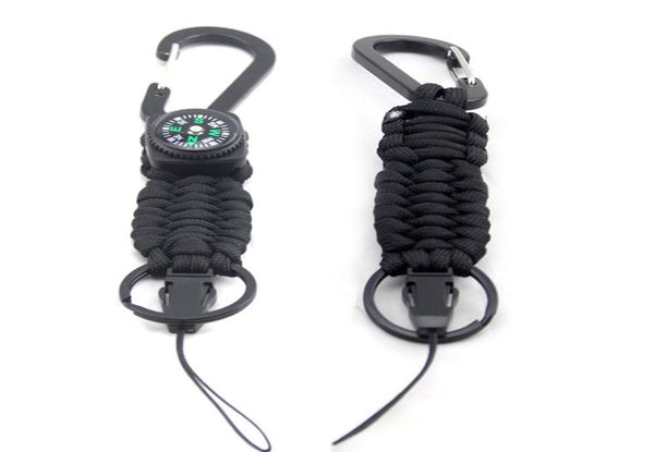 

outdoor sports camping keep safe navy camouflage color paracord keychain with compass5748420, Silver