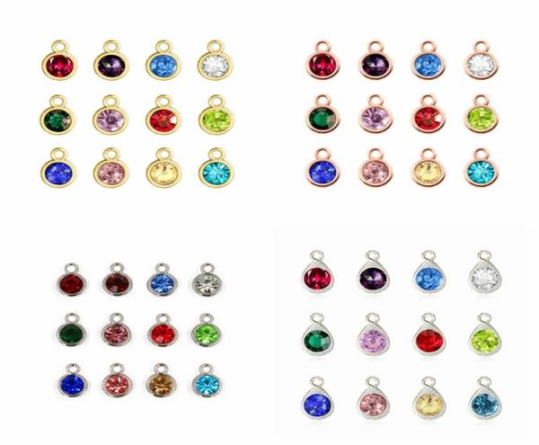 

12pcslot 12 colors birthstone charms necklace pendant hang charms pendant fit for necklace chain diy jewelry 1785008, Bronze;silver