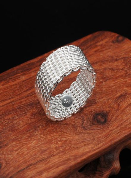 

fashion 925 sterling silver plated copper rings jewelry handmade net round rings mesh rings size 510can be mixed size2724974