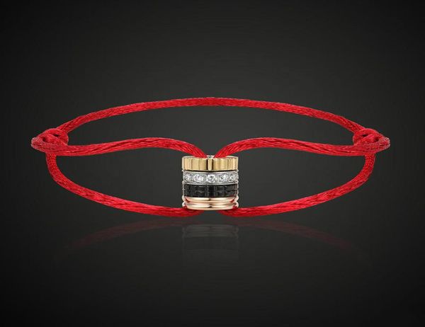 

luxury stainless steel boucheren different silk string hand make bracelet four color zircon round bangle jewelry women bracelets8896964, Golden;silver