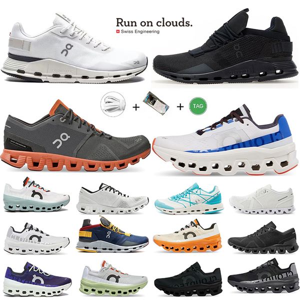 

outdoor running shoes on cloud x mens womens designer sneakers swiss engineering black white rust red breathable sports trainers lace-up jog