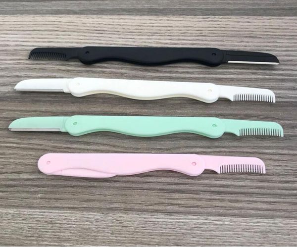 

folding eyebrow razor with comb stainless steel blade eyebrow remover microblade eyebrow pen7709267