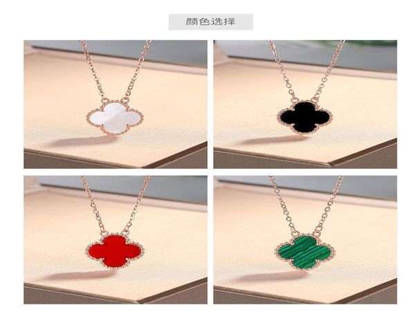 

pendant luxury necklaces trend fashion lucky four leaf clover four colors copper gold chain necklace for women match white mother 1380532, Silver