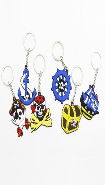 

pirate series keychain pvc soft gel key rings fashion jewelry halloween gift keychain whole ship2896487, Silver