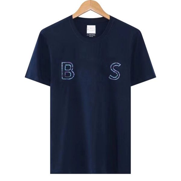 

bos men shirts luxury clothes print letter short sleeved t shirt for mens tshirts new solid color american breathable cotton anti-shrink siz, White;black