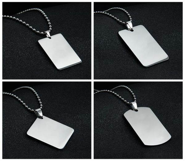 

blank pendant necklace stainless steel dog tag heart oval shield rectangle shape mirror polish for laser engraving diy necklaces w4311180, Silver