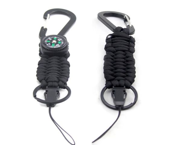 

outdoor sports camping keep safe navy camouflage color paracord keychain with compass6707237, Silver