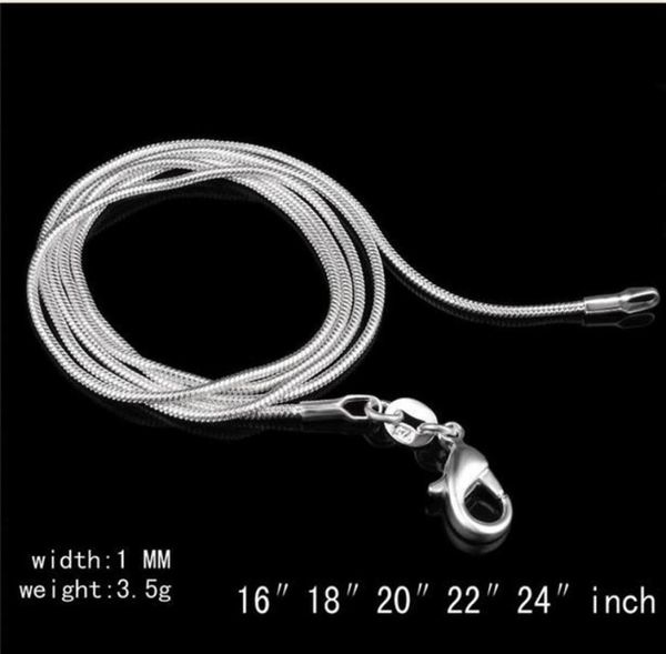 

new big promotions 100 pcs 925 sterling silver smooth chain necklace lobster clasps chain jewelry size 1mm 16inch --- 24inch3288397