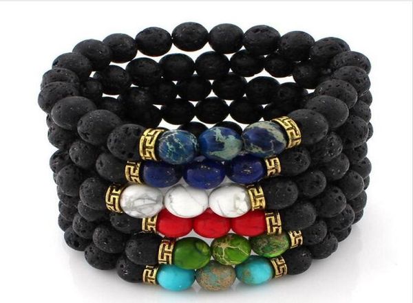 

new arrival lava rock beaded strands charms bracelets colorized beads men039s women039s natural stone strands bracelet for f4177527, Black
