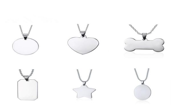 

fashion stainless steel necklaces for women and men creative bone star heart shaped blank dog tag pendant necklace jewelry gifts3445143, Silver
