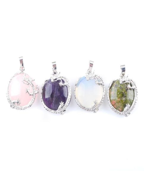 

wojiaer dragon around flat round bead dangle pendants energy jewelry natural stone amethyst quartz white opal bn3134674941, Silver
