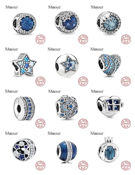 

new blue crown star clip winter crystal elevated beads fit original charms silver 925 bracelet bead jewelry making5758750, Blue;slivery