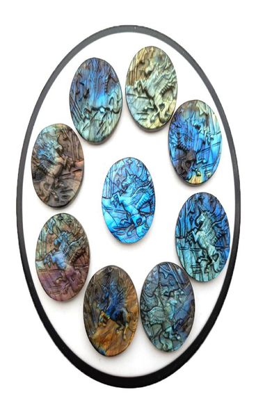 

natural labradorite unicorn round sign pendant hand carved diy jewelry accessories crystal agate healing energy semiprecious ston1854331, Black