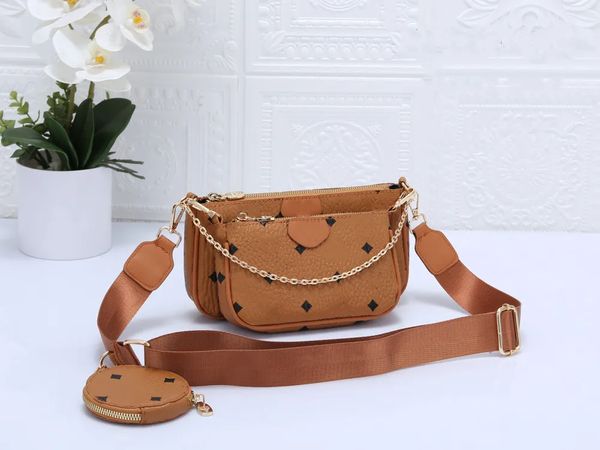 

luxury design three piece women's fashion shoulder bag multi pocket chain wallet crossbody bag three in one bag