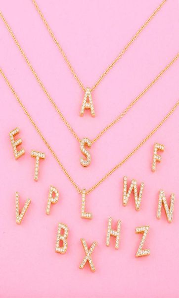 

18k gold crystal english initial necklace gold chains english letter pendant women necklace fashion jewelry3543263, Silver