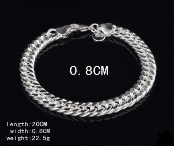 

8mm 10mm 925 sterling silver bracelets figaro chain bracelet men bracelet fashion jewelry3491579, Black