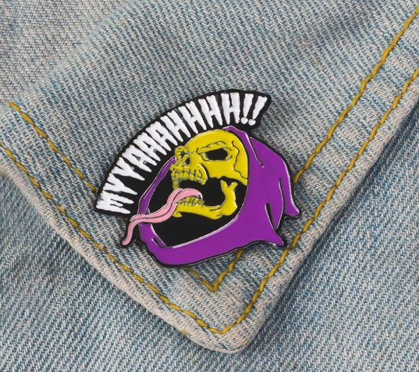 

myyaaahhhh enamel pin long tongue death badge brooch lapel pin jeans bag shirt collar punk skeleton jewelry gift for friends6943546, Gray