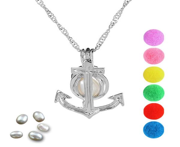 

pearl cage anchor locket pendant findings cage essential oil diffuser locket for oyster pearl fiber ball4406160, Silver